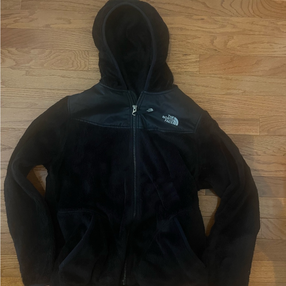 Girls Black Fleece Zip Up- North Face- Size 18